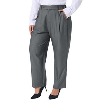 Women's Plus Size Pleated Work Office Outfits High Waisted Business Casual Pants with Pocket