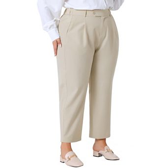 Women's Plus Size Pleated Work Office Outfits High Waisted Business Casual Pants with Pocket