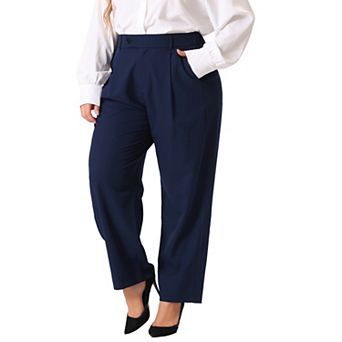 Women's Plus Size Pleated Work Office Outfits High Waisted Business Casual Pants with Pocket