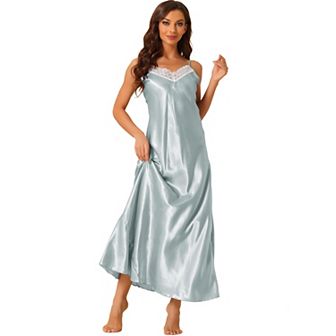 Women's Sleeveless Camisole Pajamas V Neck Sleepwear Lace Trim Lounge Maxi Nightgowns