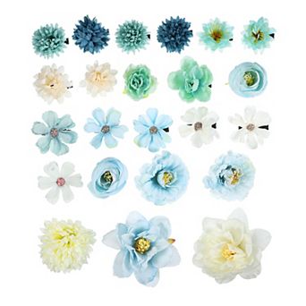 23 pc Women Flower Hair Clips Flower Hair Barrettes For Party Beach Blue