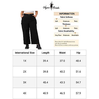 Plus Size Cargo Pants For Women Elastic Waist Pockets Outdoor Workout Trousers