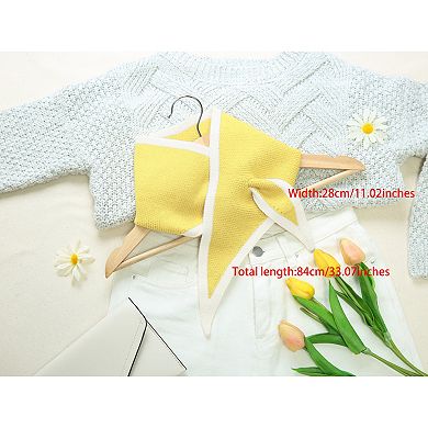 Women's Contrast Color Triangle Neck Scarves Knit Scarf Neckerchief