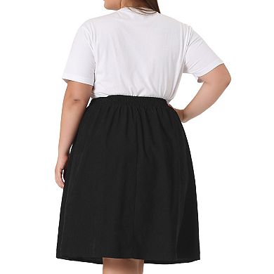 Women's Plus Size Casual Knee A Line Faux Suede Skirts