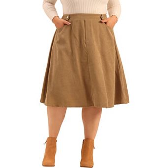 Women's Plus Size Casual Knee A Line Faux Suede Skirts