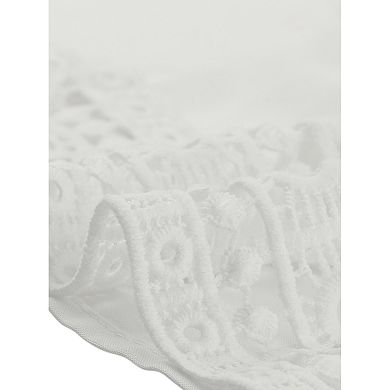 Women's Plus Size Lace Crochet Short Sleeve Shirts Casual Side Split Blouses Tops