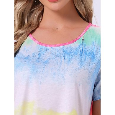 Women's Sleep T-Shirt Dress Colorful Striped Nightgown