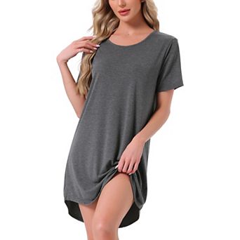 Women's Sleepshirt T-shirt Dress Colorful Striped Short Sleeve Nightshirt Nightgown