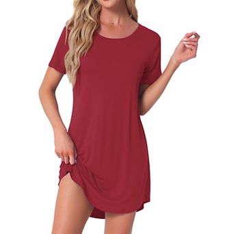 Women's Sleepshirt T-shirt Dress Colorful Striped Short Sleeve Nightshirt Nightgown