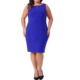 Plus Size Dresses for Women Classic Boat Neck Work Sleeveless Sheath Dress
