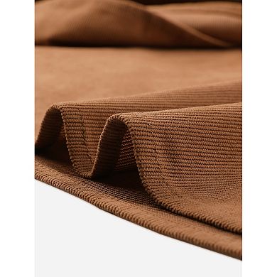 Women's Plus Size Elastic High Waist Button Front a Line Midi Corduroy Skirt with Pocket