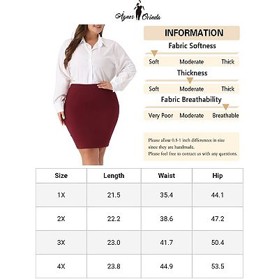 Plus Size For Women High Waist Stretch Office Work Bodycon Pencil