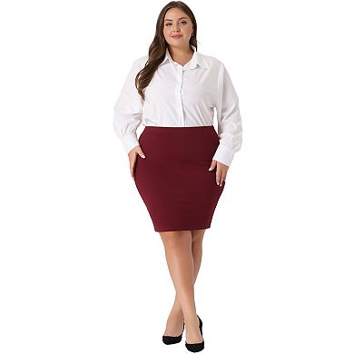 Plus Size For Women High Waist Stretch Office Work Bodycon Pencil Skirt
