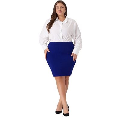 Plus Size For Women High Waist Stretch Office Work Bodycon Pencil Skirt