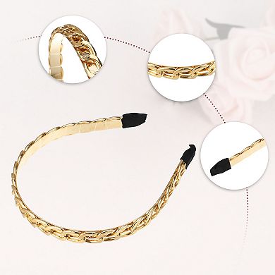 2 Pcs Metal Twisted Link Chain Shape Headbands Gold Tone Silver Tone 0.47"