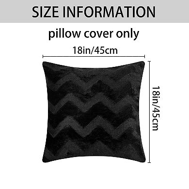 Soft Plush Decorative Throw Solid Striped Pillow Covers 2 Pcs 18" X 18"