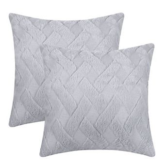 Soft Plush Decorative Throw Solid Striped Pillow Covers 2 pc 18" X 18"