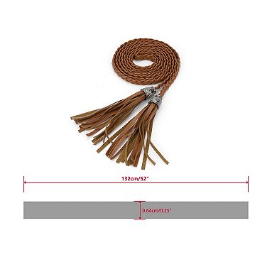 Women's Tassels Braided Skinny Waist Belts 52 Inches
