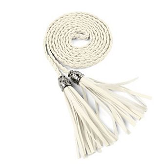 Women's Tassels Braided Skinny Waist Belts 52 in