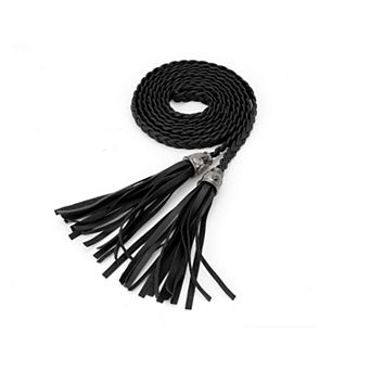 Women's Tassels Braided Skinny Waist Belts 52 in