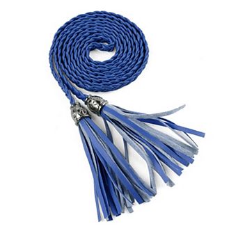 Women's Tassels Braided Skinny Waist Belts 52 in