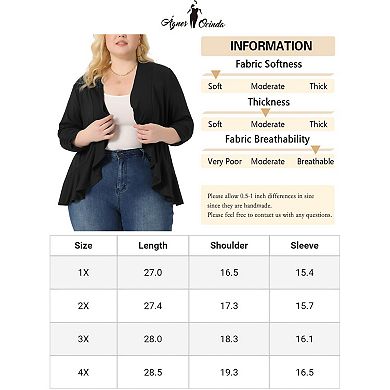 Plus Size Cardigan For Women Soft 3/4 Sleeve Open Front Cropped Shrug Bolero Cardigans Jacket