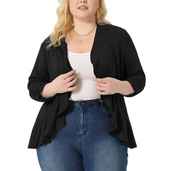 Plus Size Cardigan for Women Soft 3/4 Sleeve Open Front Bolero Cardigans Cropped Shrug