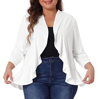 Plus Size Cardigan for Women Soft 3/4 Sleeve Open Front Bolero Cardigans Cropped Shrug