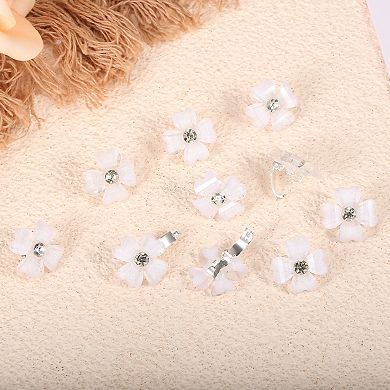 20 Pcs Small Flower Hair Clips Rhinestone Mini Hairpin For Girls
