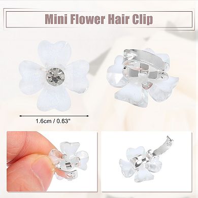 20 Pcs Small Flower Hair Clips Rhinestone Mini Hairpin For Girls
