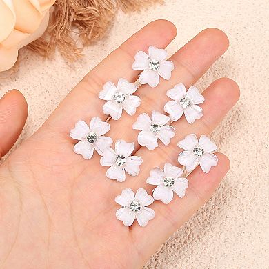 20 Pcs Small Flower Hair Clips Rhinestone Mini Hairpin For Girls