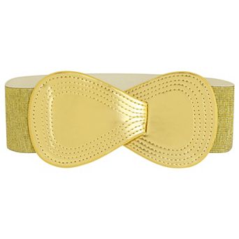 Women's Interlocked 8-Shaped Buckle Faux Leather Elastic Belt