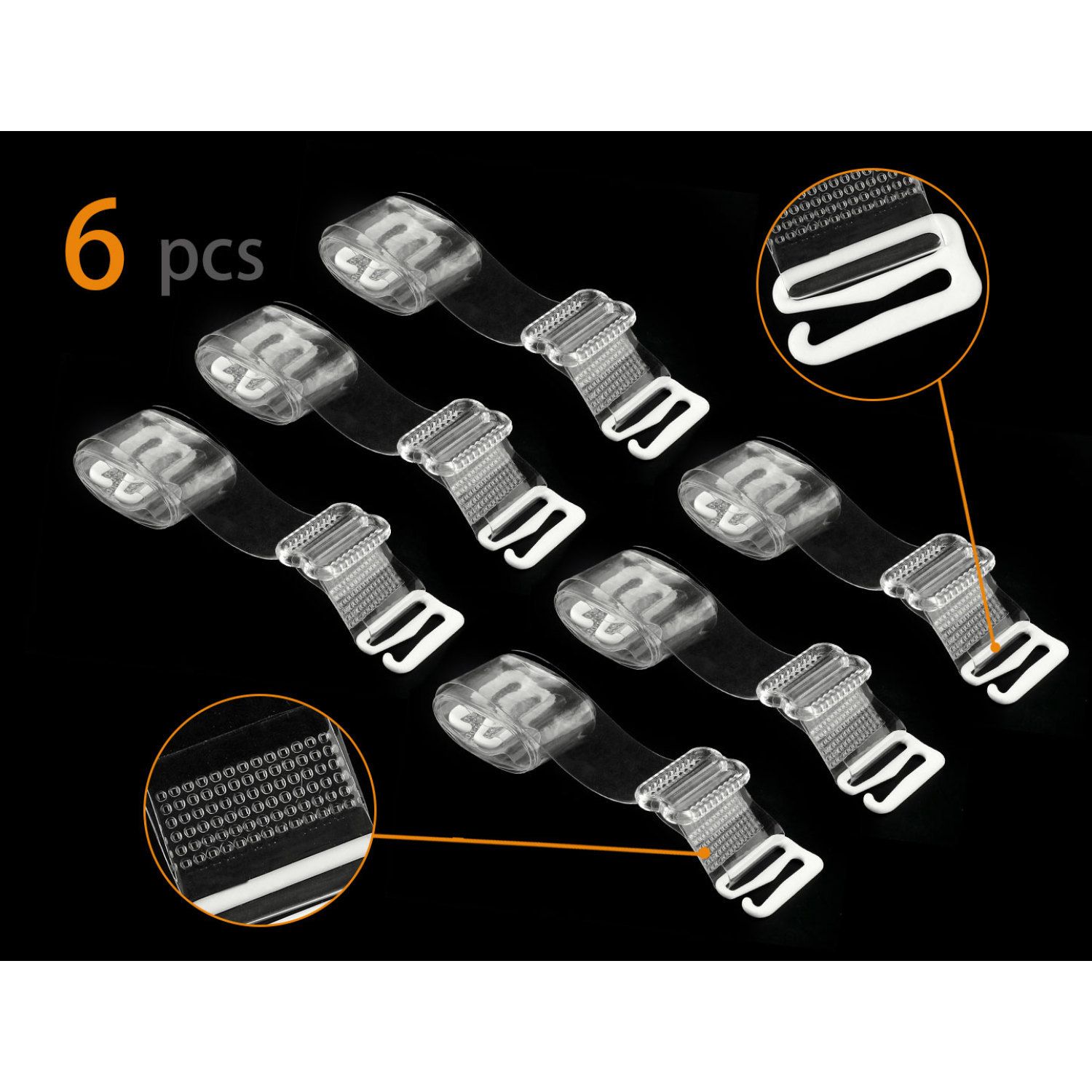 thumbnail image 2 of Clear Invisible Bra Strap Converters - 2-Pack Adjustable Straps For Women (One Size) 2 of 6