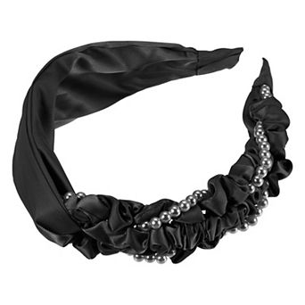 Women Knotted Headban Faux Pearl Beaded Headband Wide Head Bands