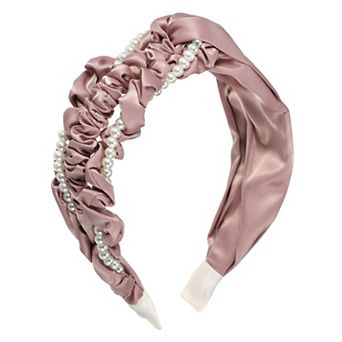 Women Knotted Headban Faux Pearl Beaded Headband Wide Head Bands