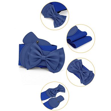 Women's Bowtie Ornament Press Stud Button Cinch Belt One Size
