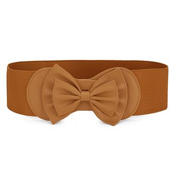 Women's Bowtie Ornament Press Stud Button Cinch Belt One Size