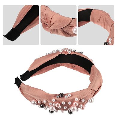 Women Knotted Headbands Wide Faux Pearl Bead Headband Hair Accessories