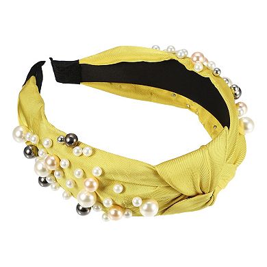 Women Knotted Headbands Wide Faux Pearl Bead Headband Hair Accessories