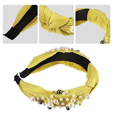 Women Knotted Headbands Wide Faux Pearl Bead Headband Hair Accessories