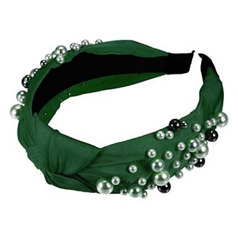 Women Knotted Headbands Wide Faux Pearl Bead Headband Hair Accessories