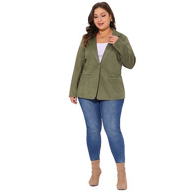 Faux Suede Jacket for Women Plus Size Lapel Work Casual Blazer Jackets