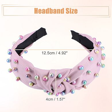 2 Pcs Women' Colorful Bead Knotted Headband For Women 1.57" Wide