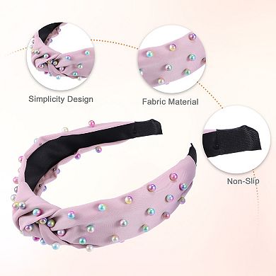 2 Pcs Women' Colorful Bead Knotted Headband For Women 1.57" Wide