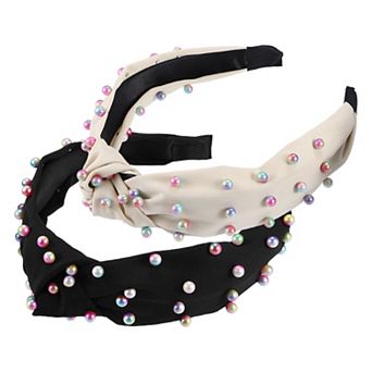 2 pc Women' Colorful Bead Knotted Headband For Women 1.57" Wide