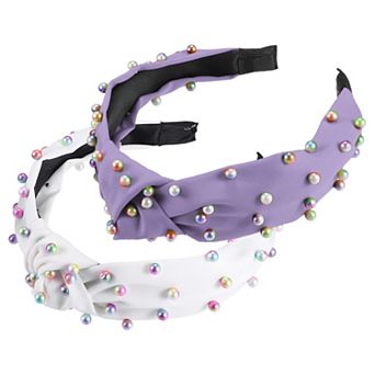 2 pc Women' Colorful Bead Knotted Headband For Women 1.57" Wide