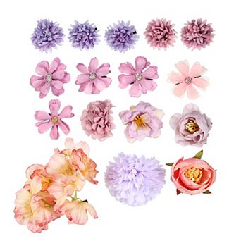 16 pc Women Flower Hair Clips Flower Hair Barrettes For Party Beach Purple
