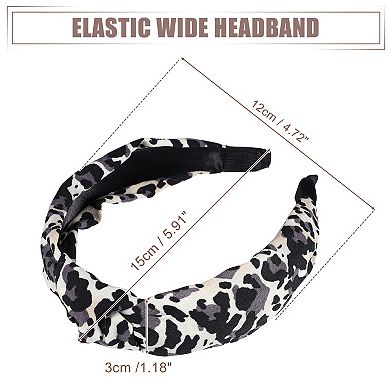Leopard Pattern Headband For Women Elastic Wide Knotted Headband Purple Black