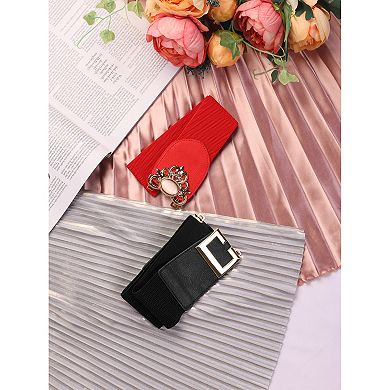 Women's Stretch Waistband Metal Decor Waist Belt