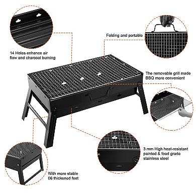 Portable Bbq Grill Foldable Charcoal Grill Lightweight Smoker Grill For Camping Picnics Garden